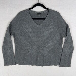 Smartwool Shadow Pine Cable V-Neck Sweater Women’s Small Gray Outdoor Wool Blend